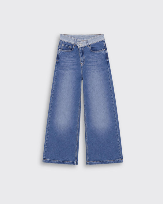Jeans Wide-Tiro Medio