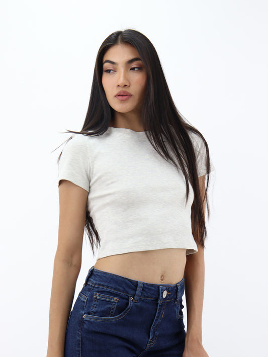 Playera básica de color beige jaspe