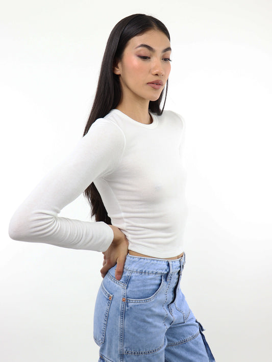 Playera manga larga de color blanco