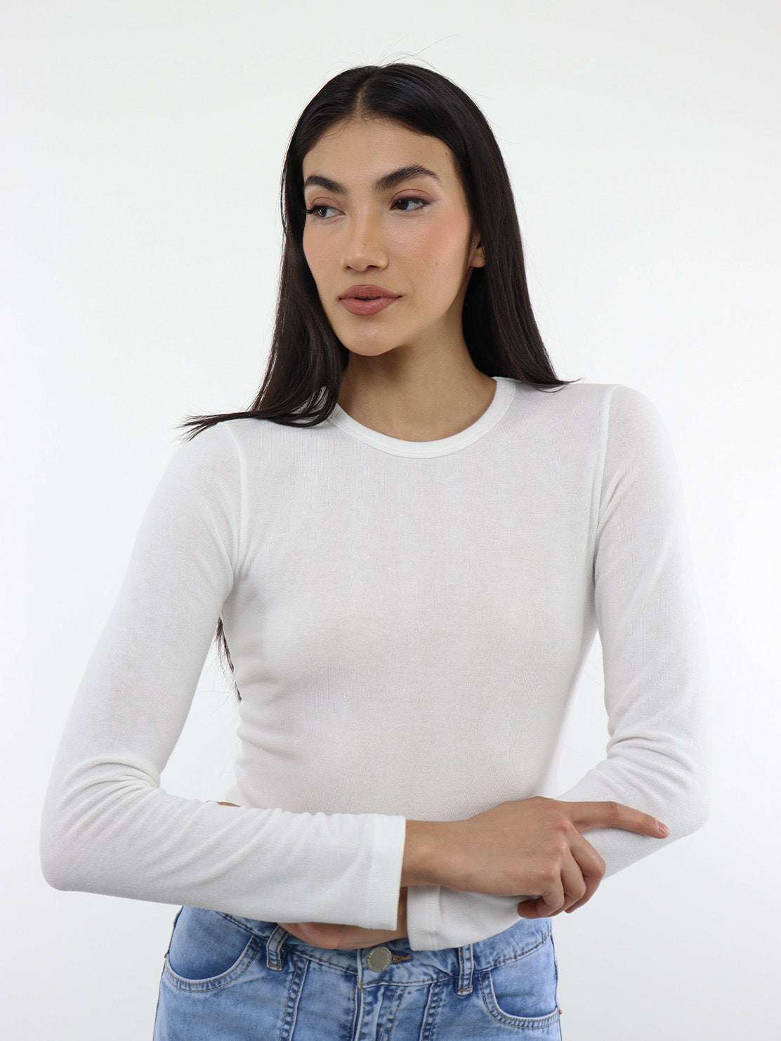 Playera manga larga de color blanco