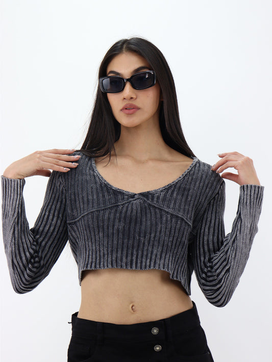 Suéter corto gris oxford