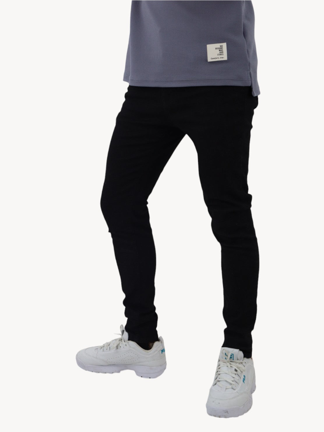 Jeans skinny negro jaspeado