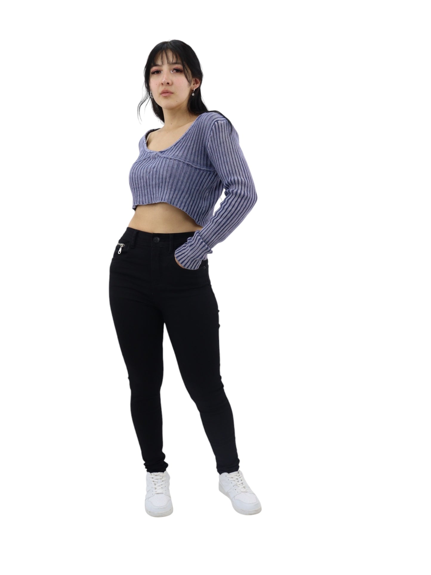 Jeans skinny tiro alto