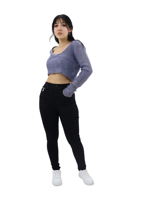 Jeans skinny tiro alto