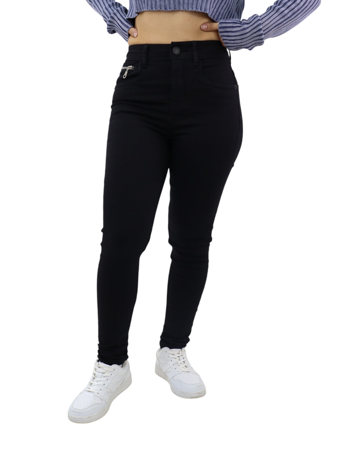 Jeans skinny tiro alto