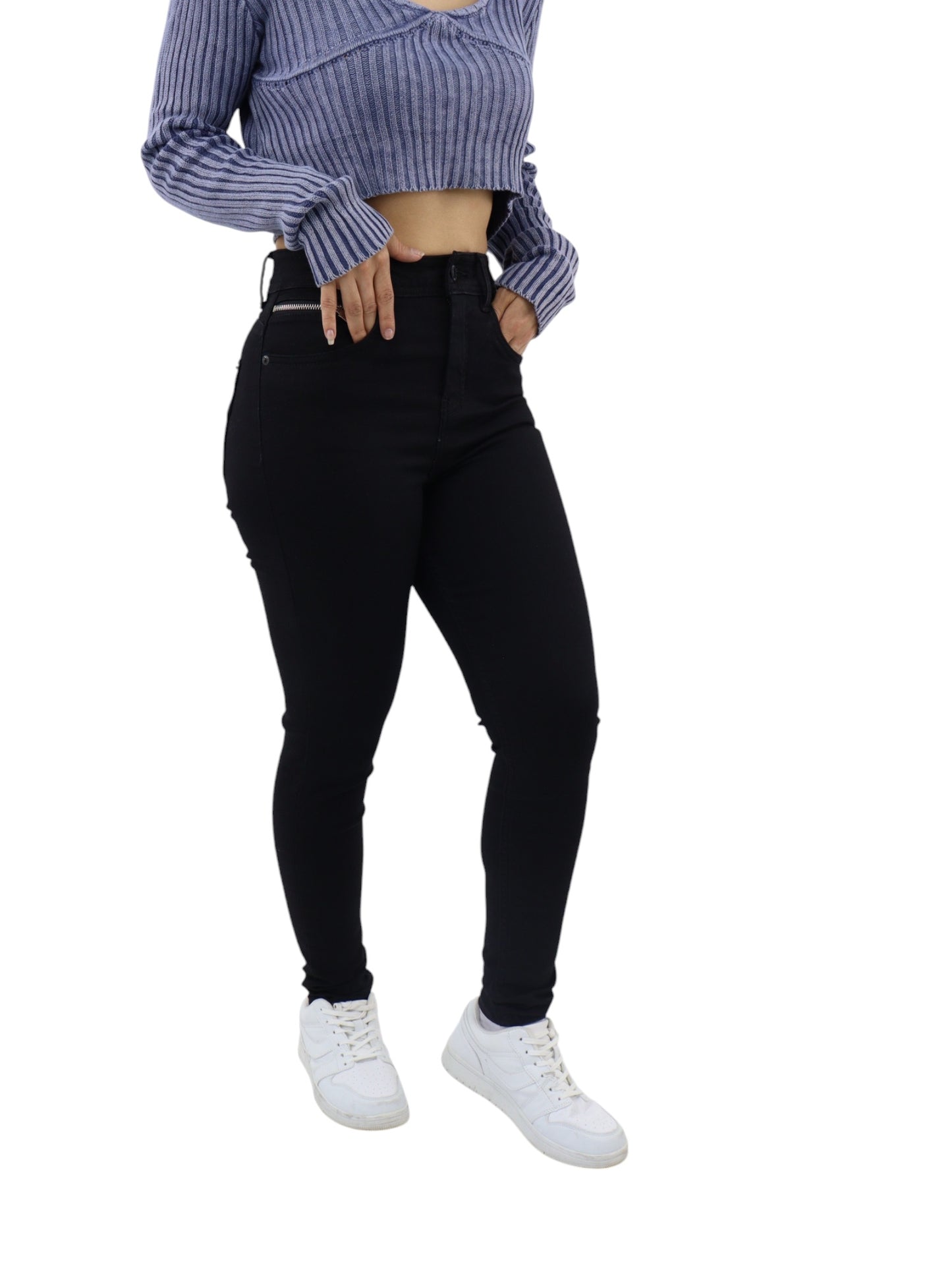 Jeans skinny tiro alto