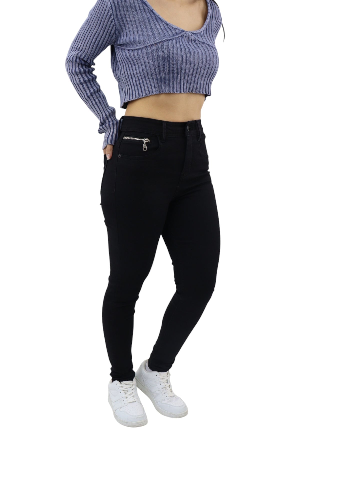 Jeans skinny tiro alto