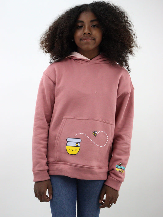 Sudadera de color rosa con capucha en forma de oso