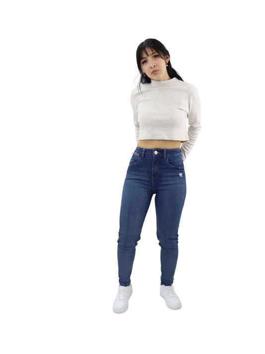 Jeans Skinny Tiro Alto