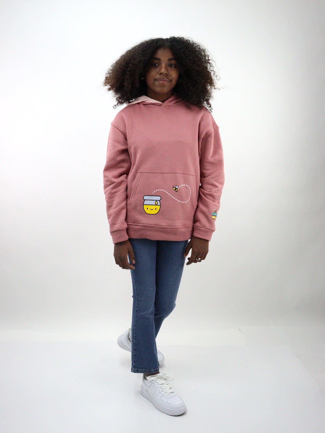 Sudadera de color rosa con capucha en forma de oso