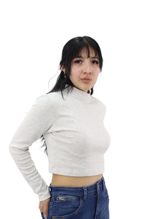 Playera manga larga de color beige