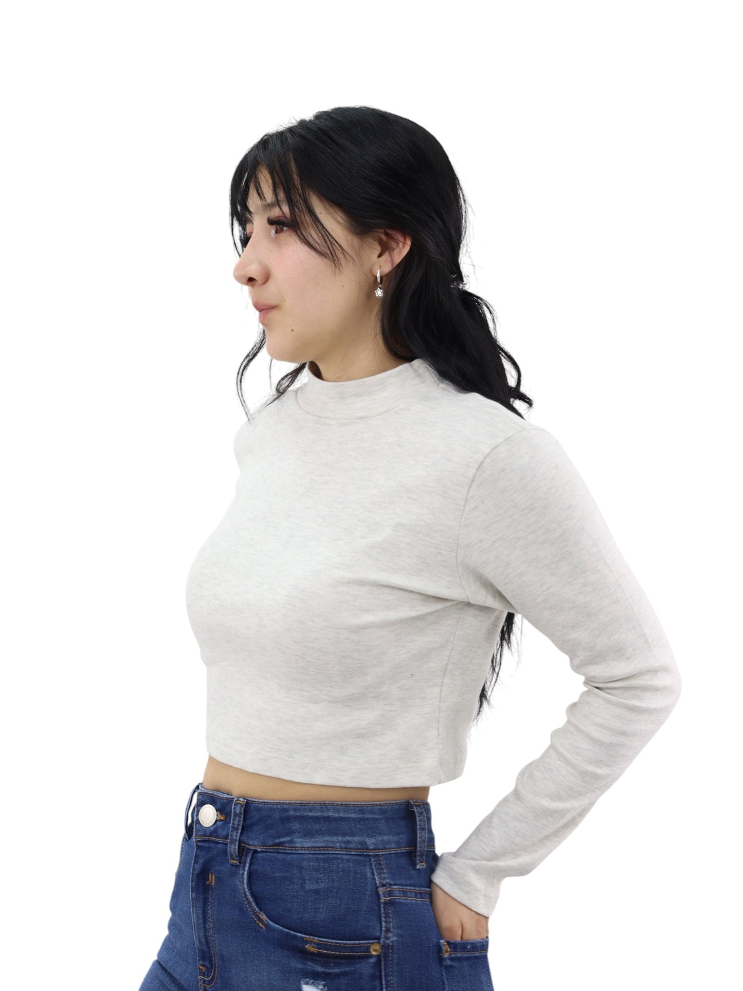 Playera manga larga de color beige