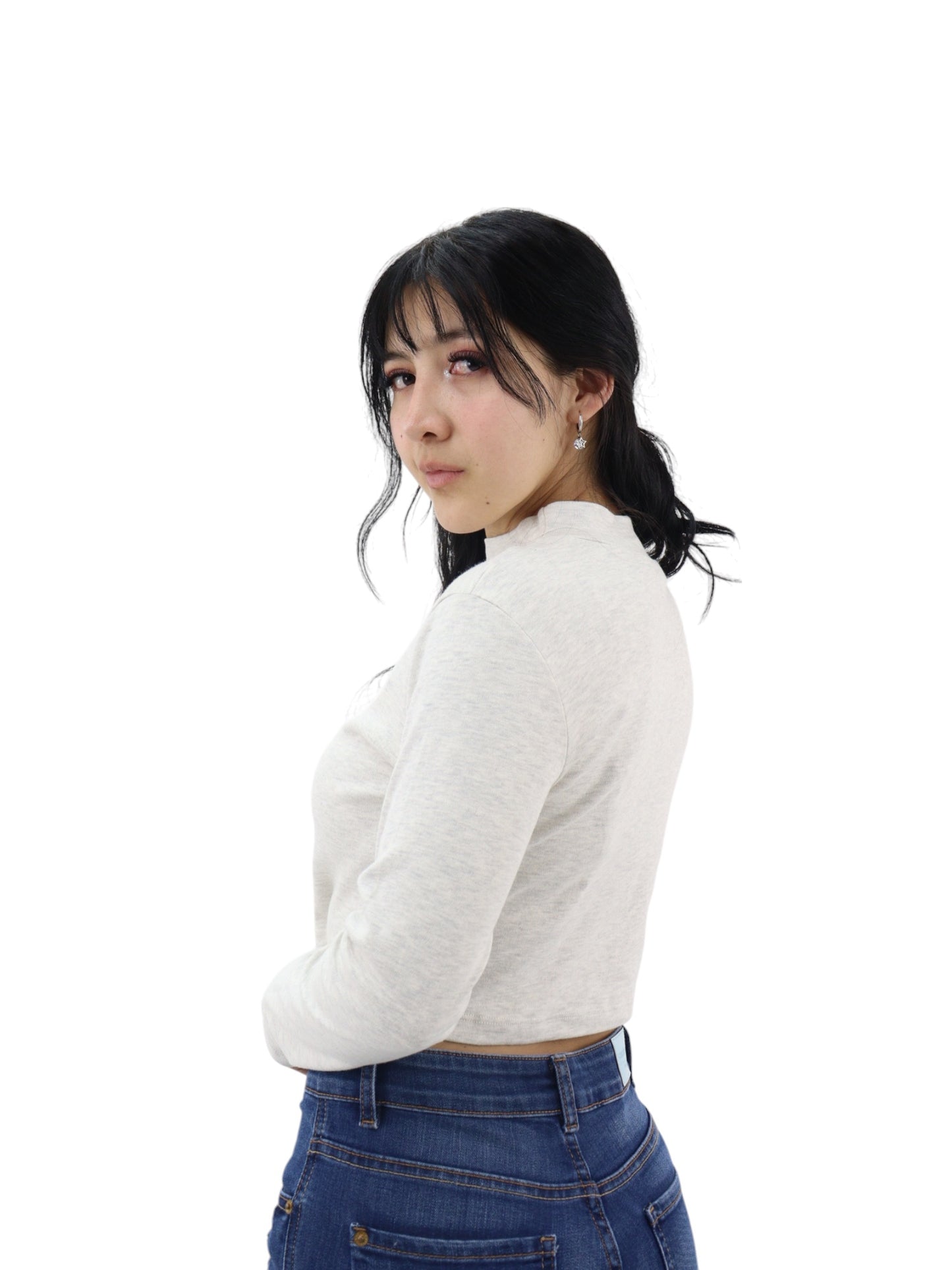 Playera manga larga de color beige