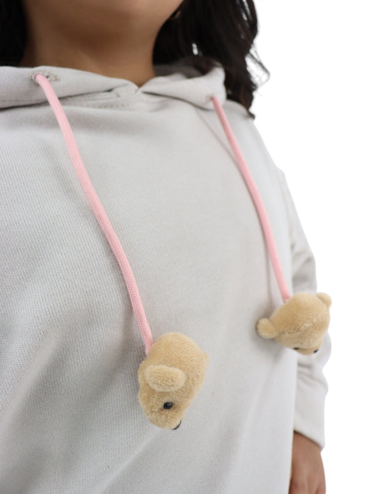 Sudadera beige con jaretas de osos