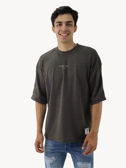 Playera oversize con gráfico verde militar
