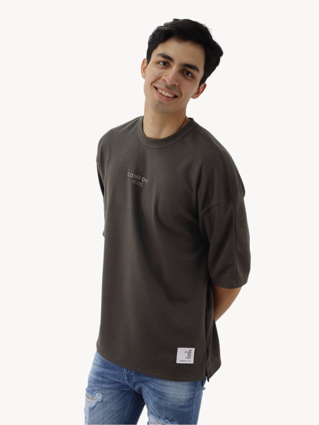 Playera oversize con gráfico verde militar