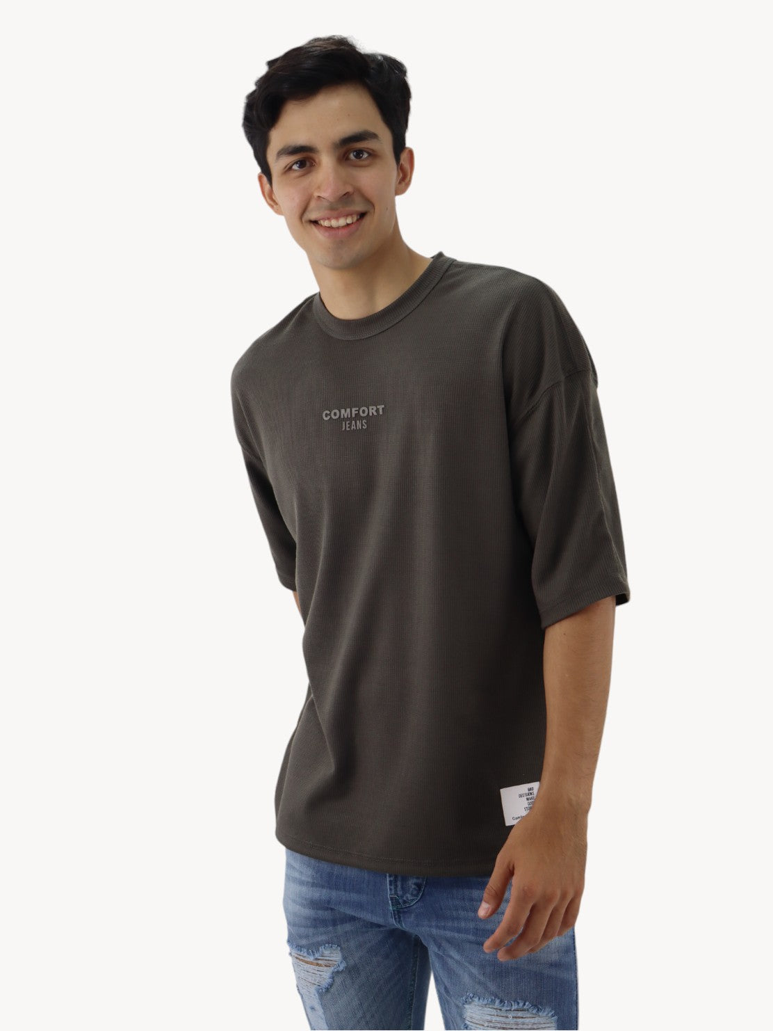 Playera oversize con gráfico verde militar