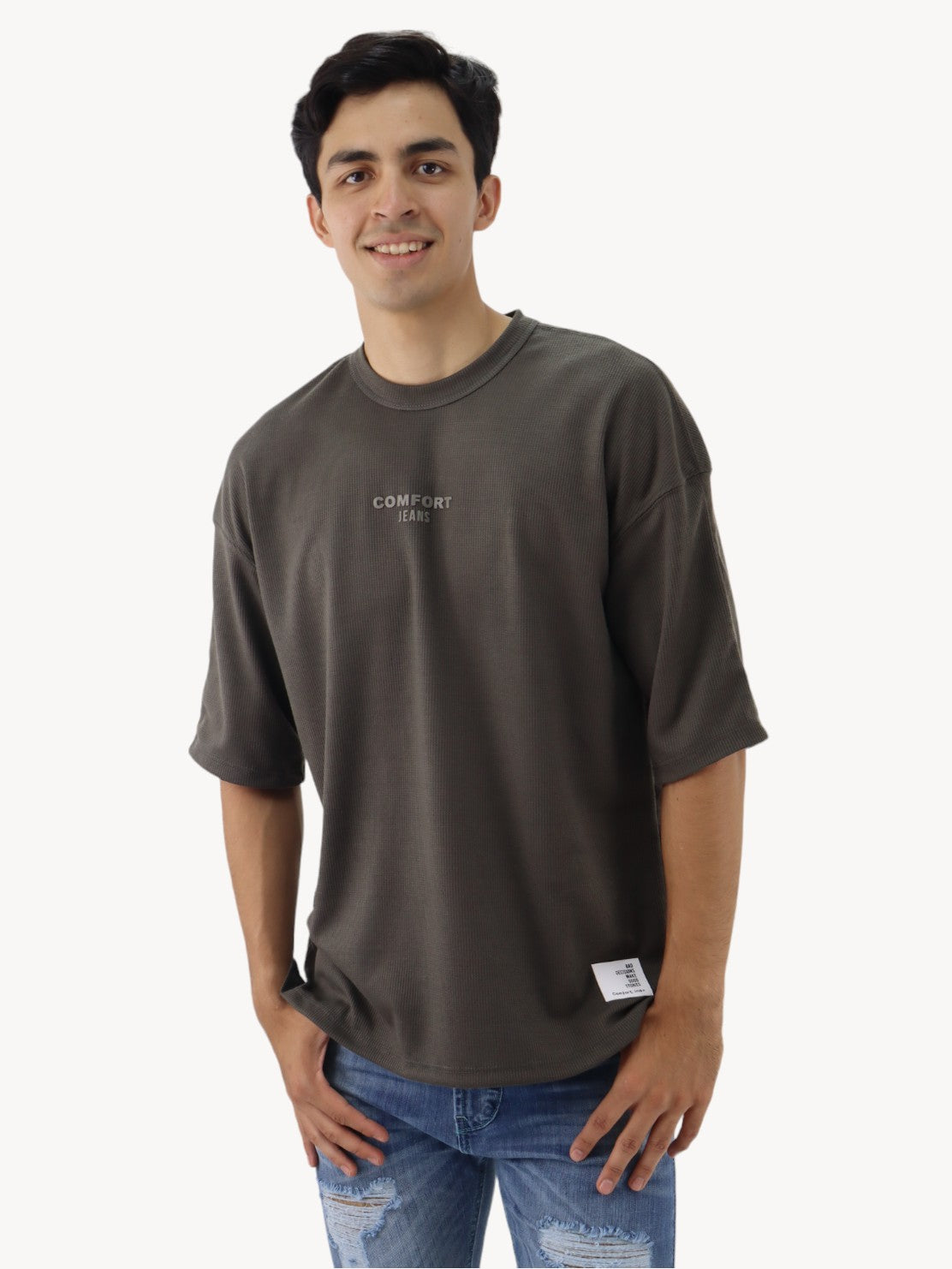 Playera oversize con gráfico verde militar