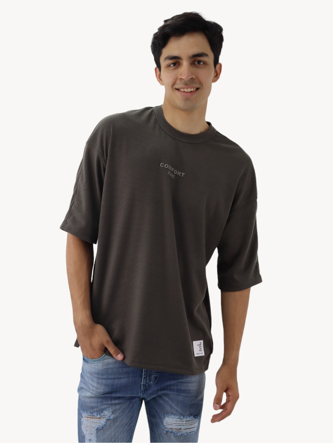 Playera oversize con gráfico verde militar