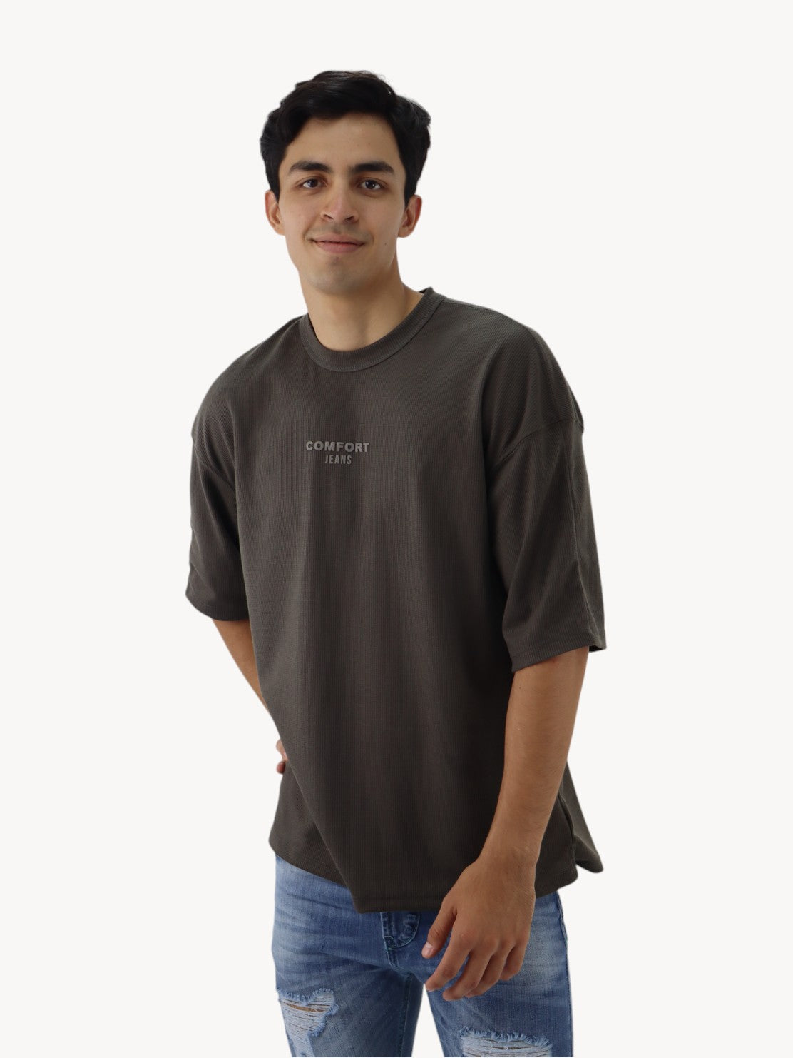Playera oversize con gráfico verde militar