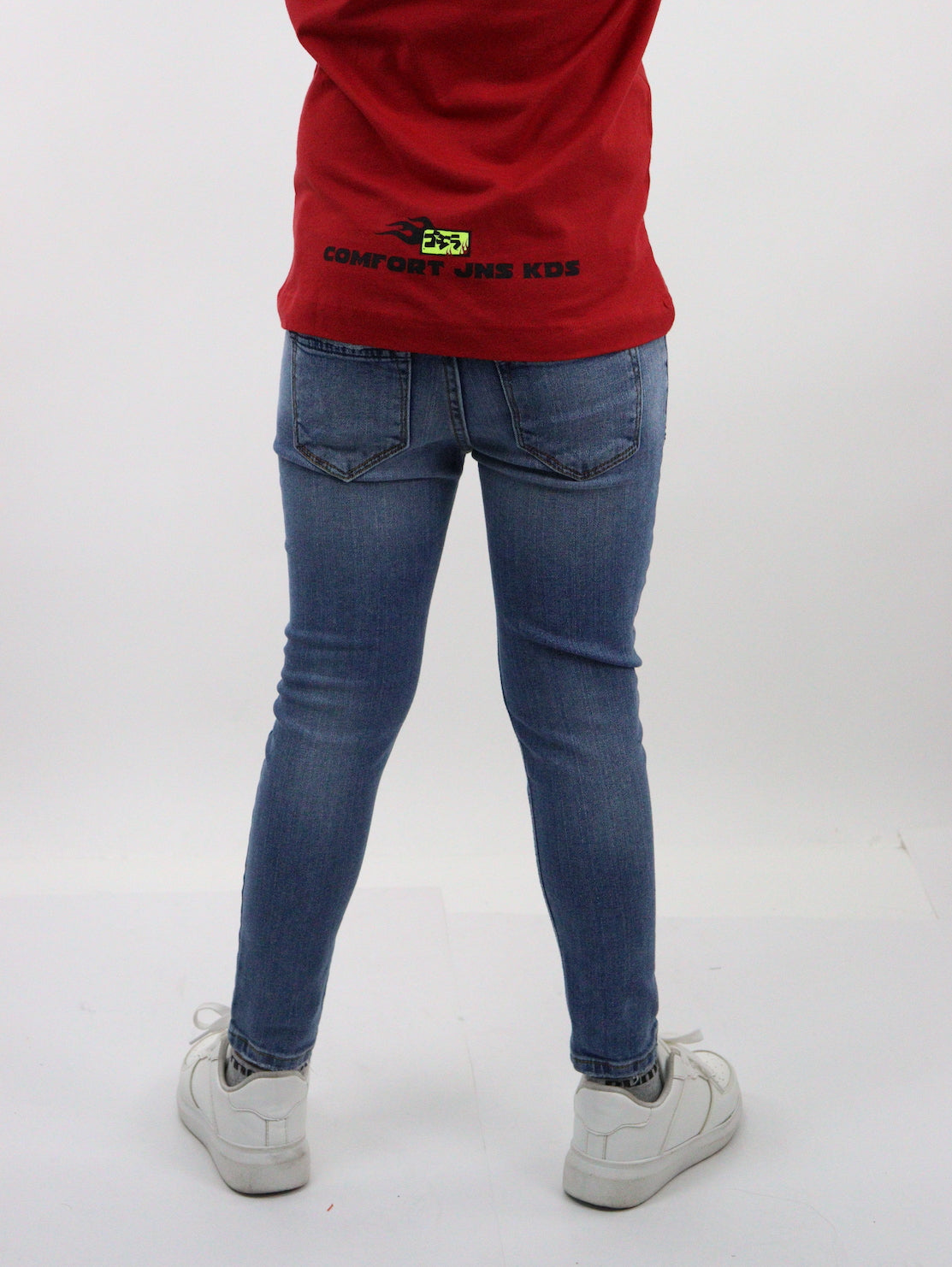 Jeans skinny de color azul medio con destrucción