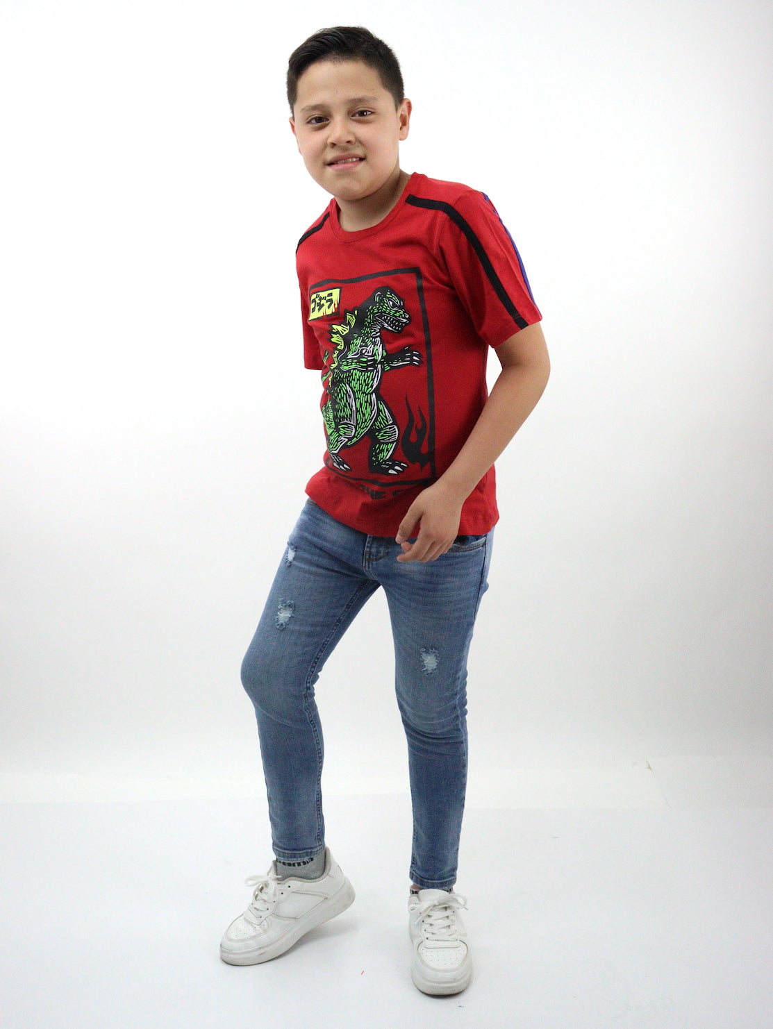 Jeans skinny de color azul medio con destrucción