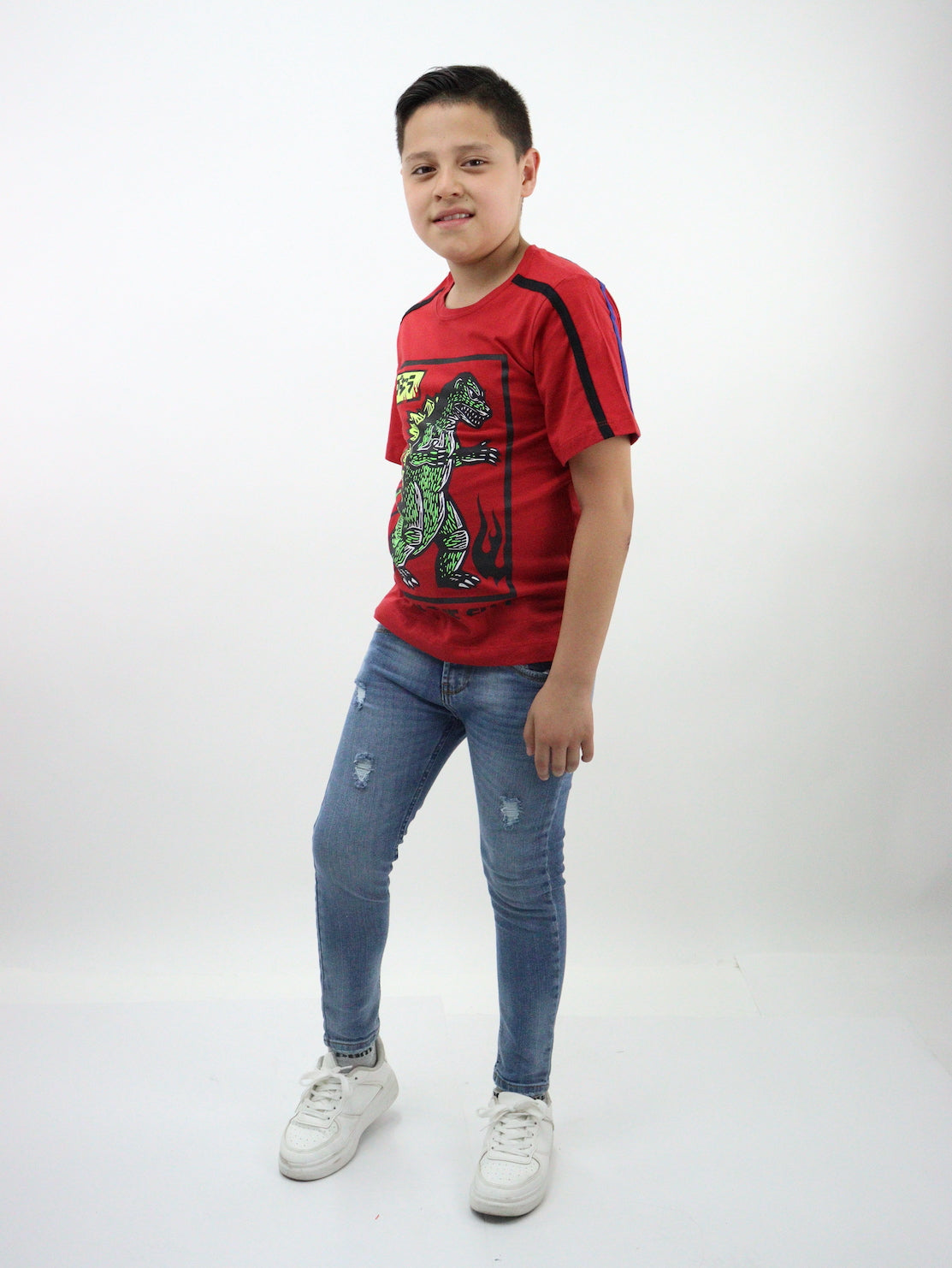 Jeans skinny de color azul medio con destrucción