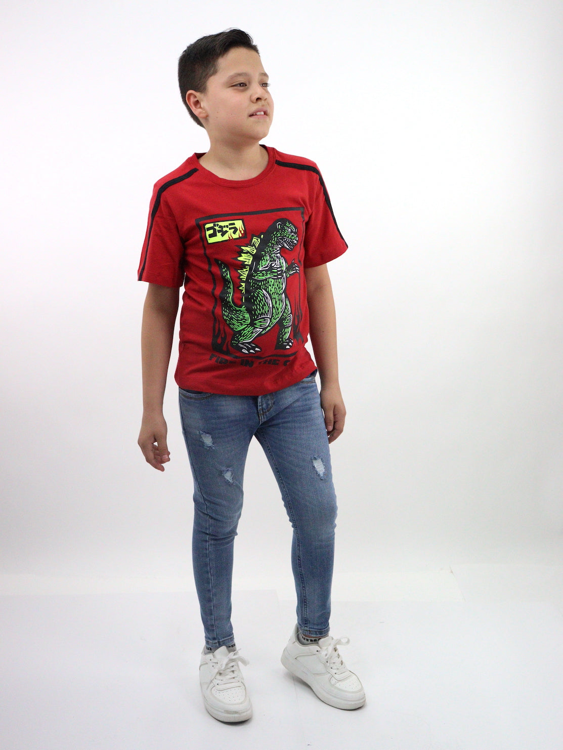 Jeans skinny de color azul medio con destrucción