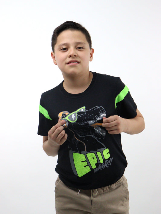 Playera manga corta con estampado de dinosaurio