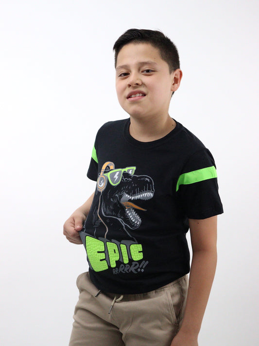 Playera manga corta con estampado de dinosaurio