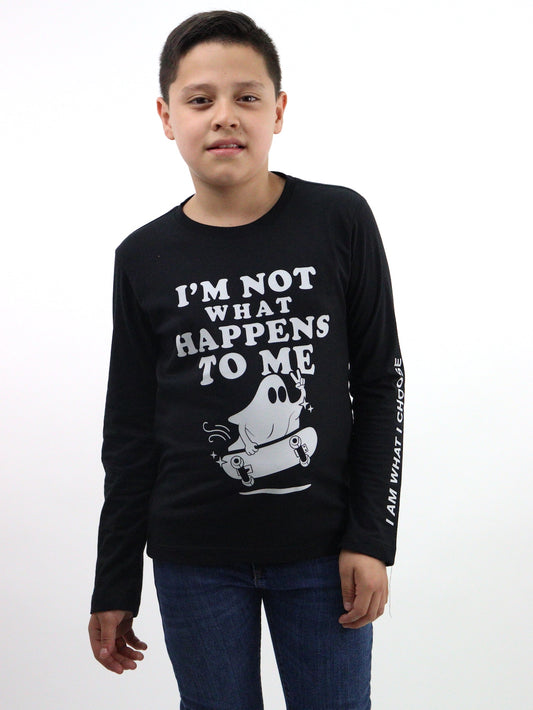 Playera manga larga de patineta fantasma color negro