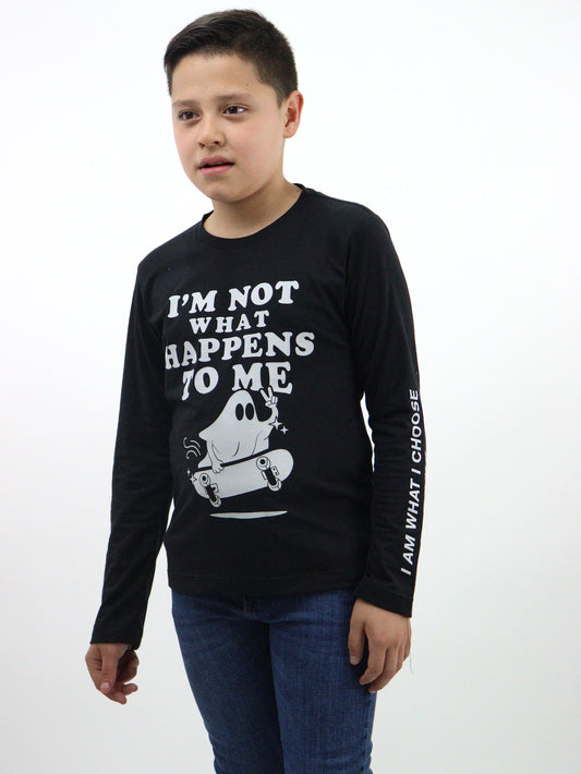 Playera manga larga de patineta fantasma color negro