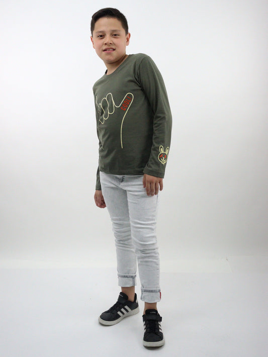 Jeans skinny gris claro con snow