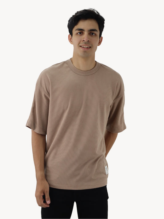 Playera oversize manga corta de color khaki