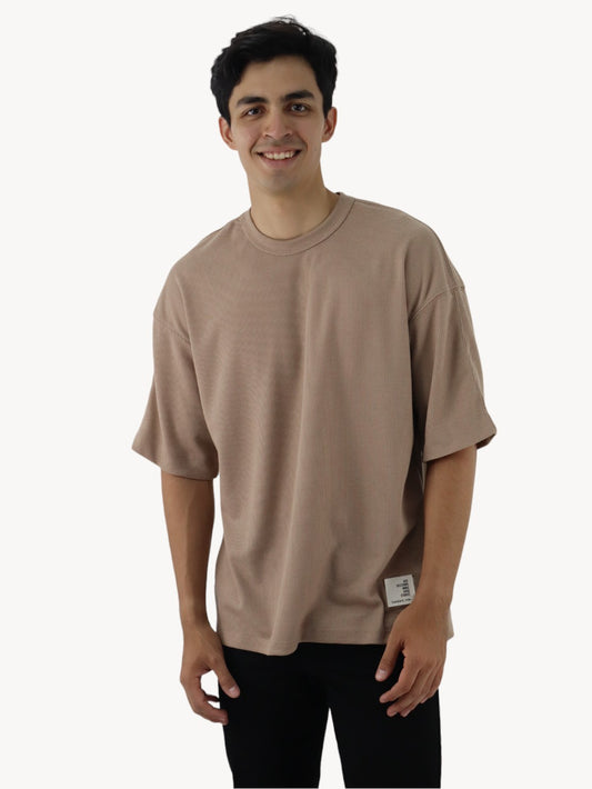 Playera oversize manga corta de color khaki