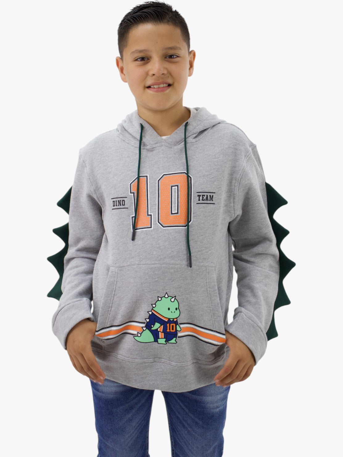 Sudadera con diseño de dinosaurio gris