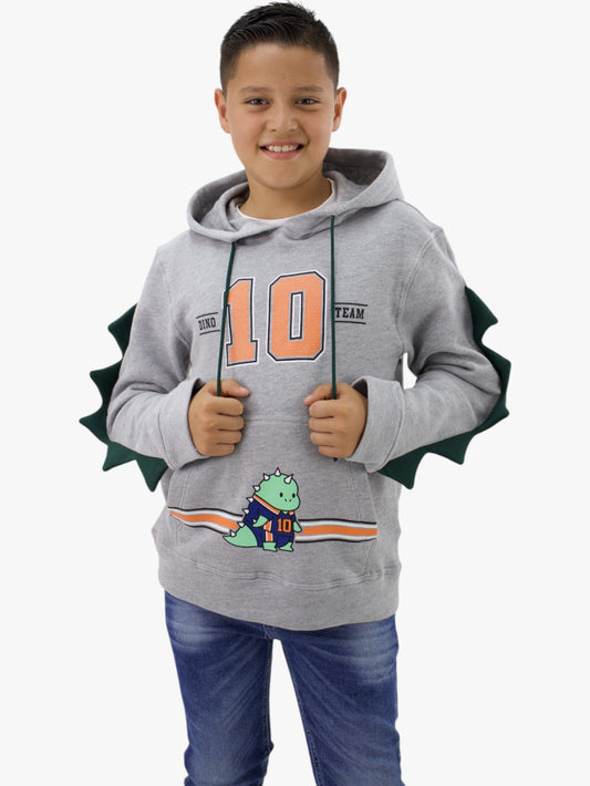 Sudadera con diseño de dinosaurio gris