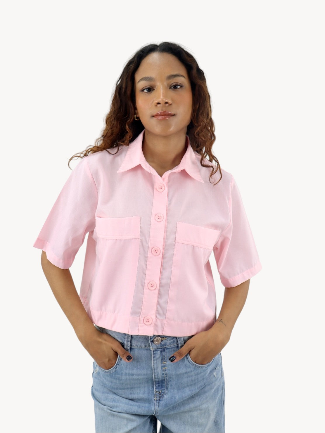 Camisa manga corta de color rosa