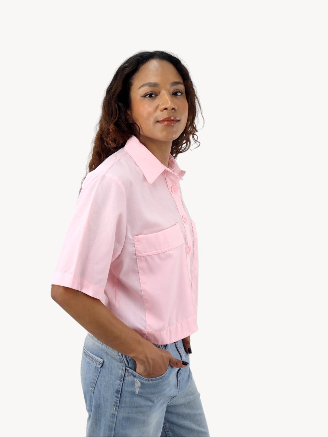 Camisa manga corta de color rosa