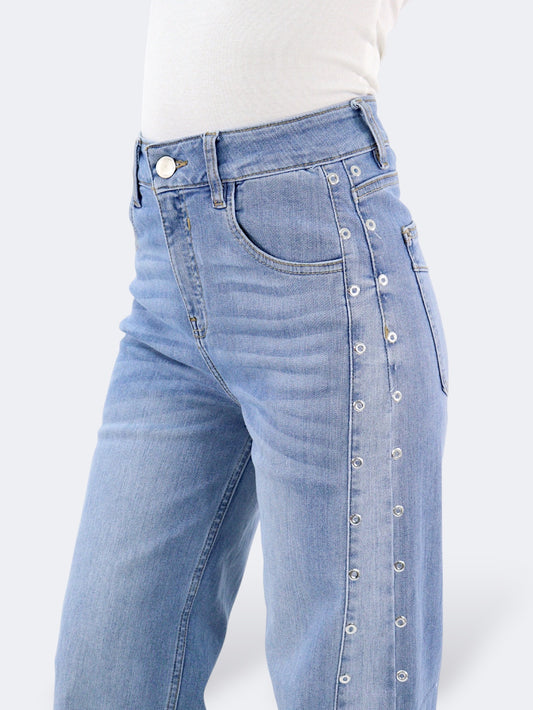 Jeans Wid Leg-Tiro Alto
