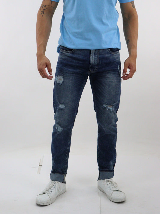 Jeans skinny color azul azul deslavado con destrucción (NUEVA TEMPORADA)