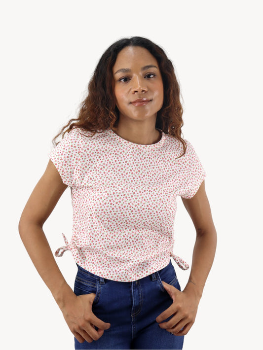 Playera manga corta con print floral