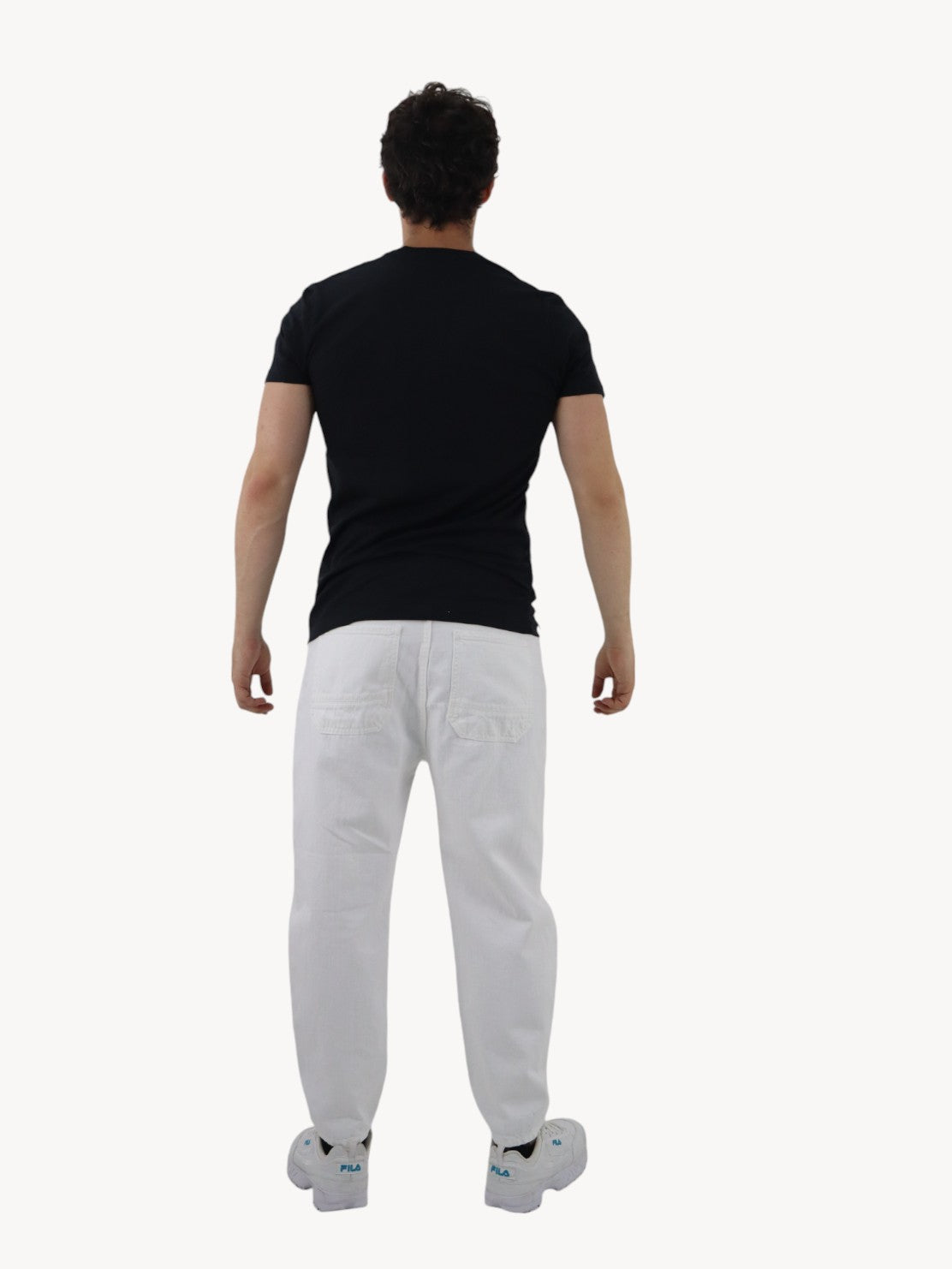 Jeans loose blanco con destrucción