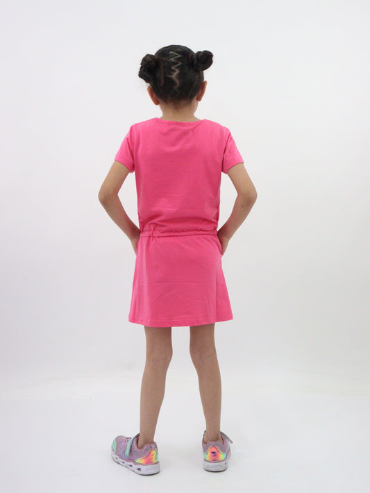 Vestido de color fucsia con print