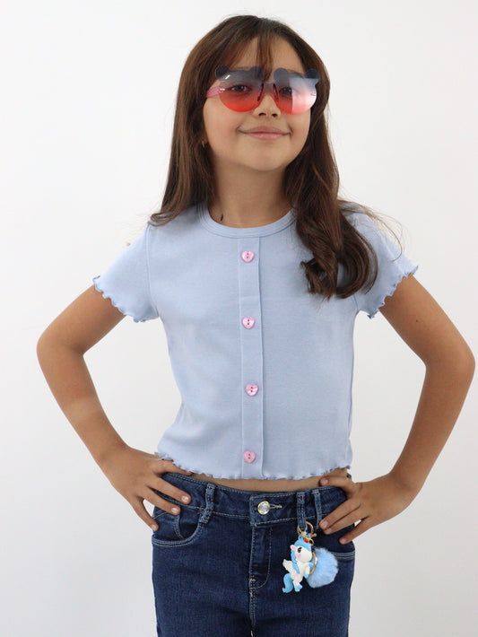 Playera manga corta de color azul