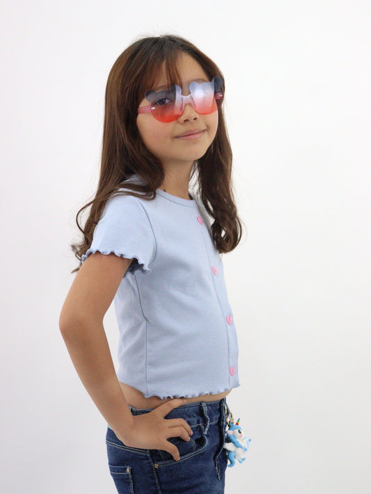 Playera manga corta de color azul