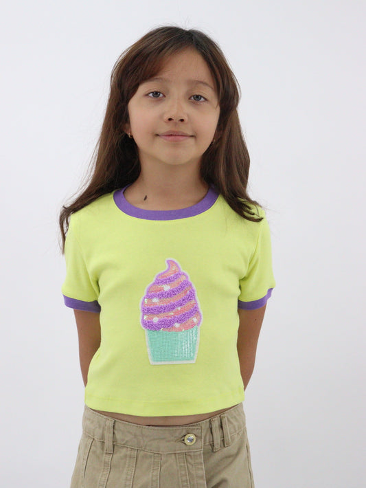 Playera manga corta con gráfico de helado