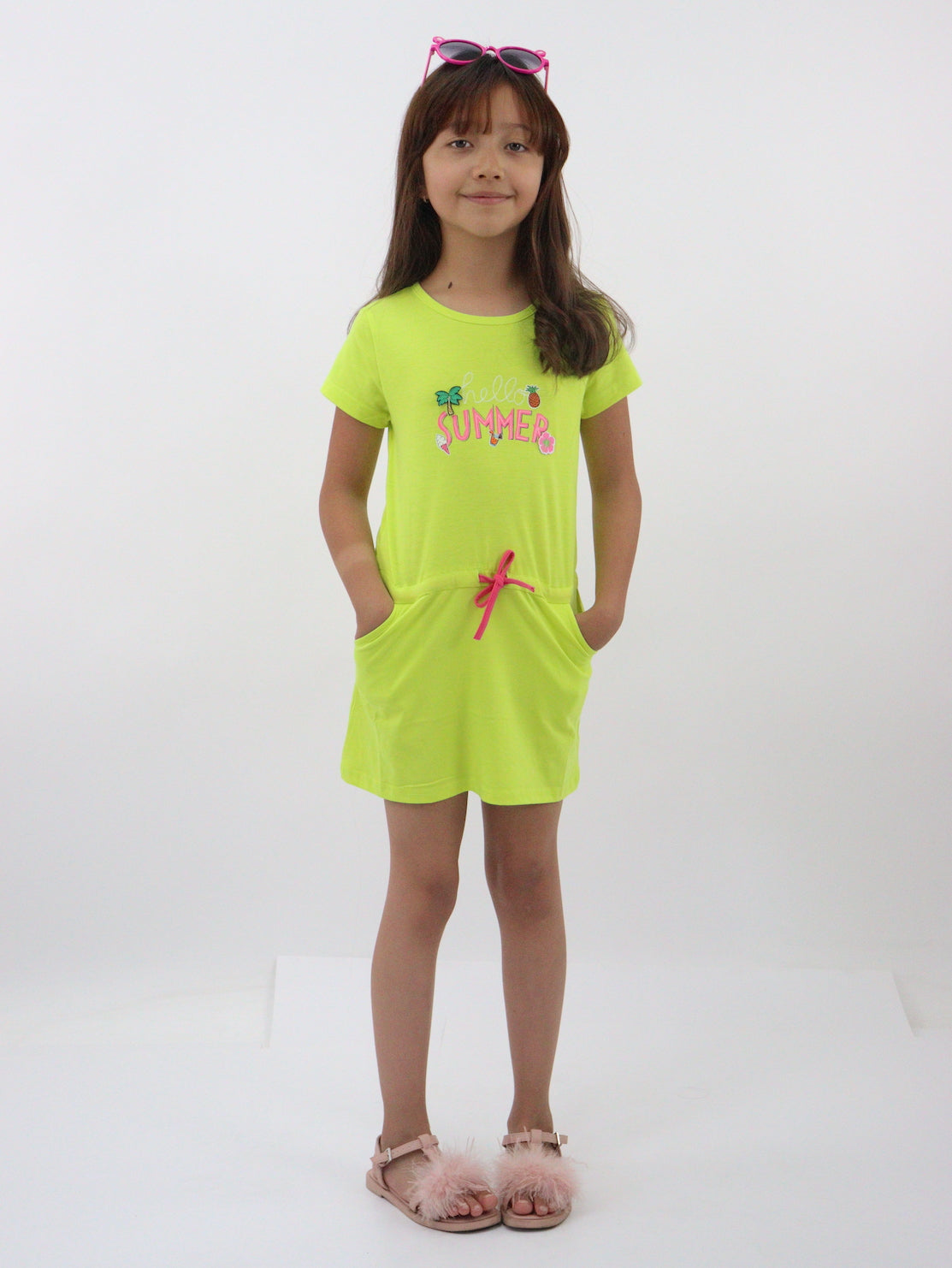 Vestido de color amarillo neón con print
