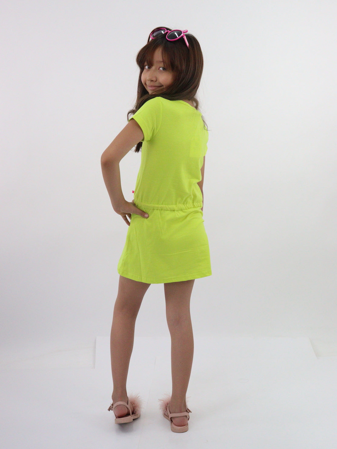 Vestido de color amarillo neón con print
