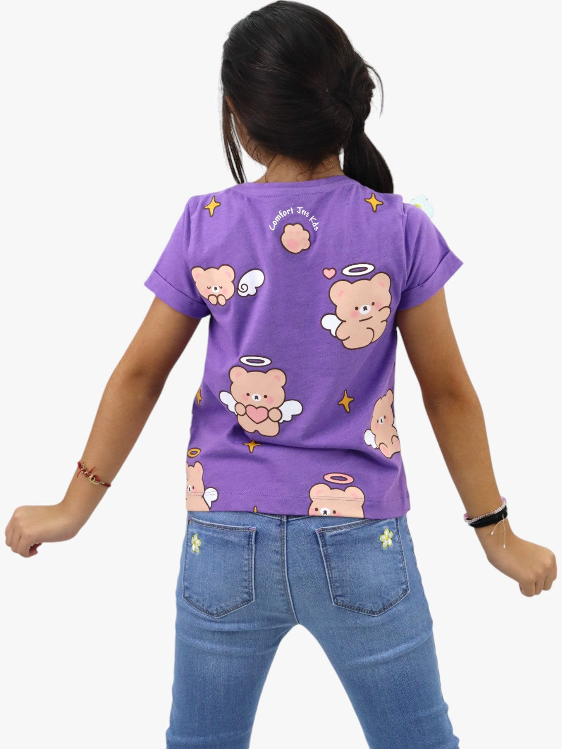 Playera manga corta con print de osos